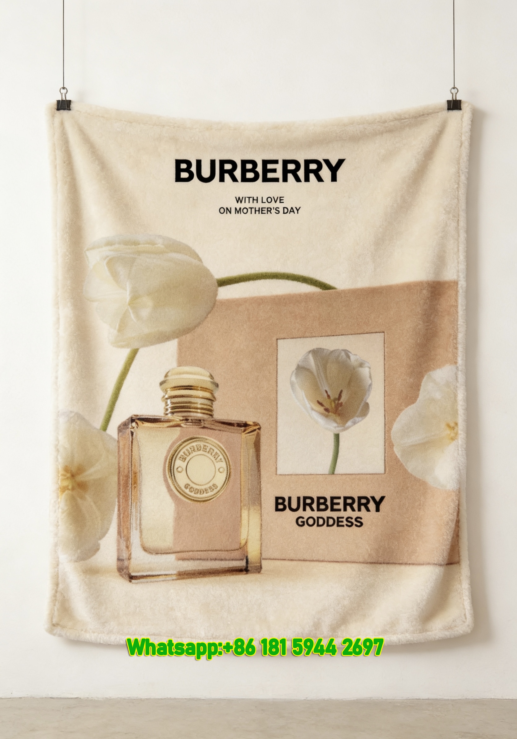 Burberry Goddess Mother's Day Tulip Print Flannel Throw Blanket B104